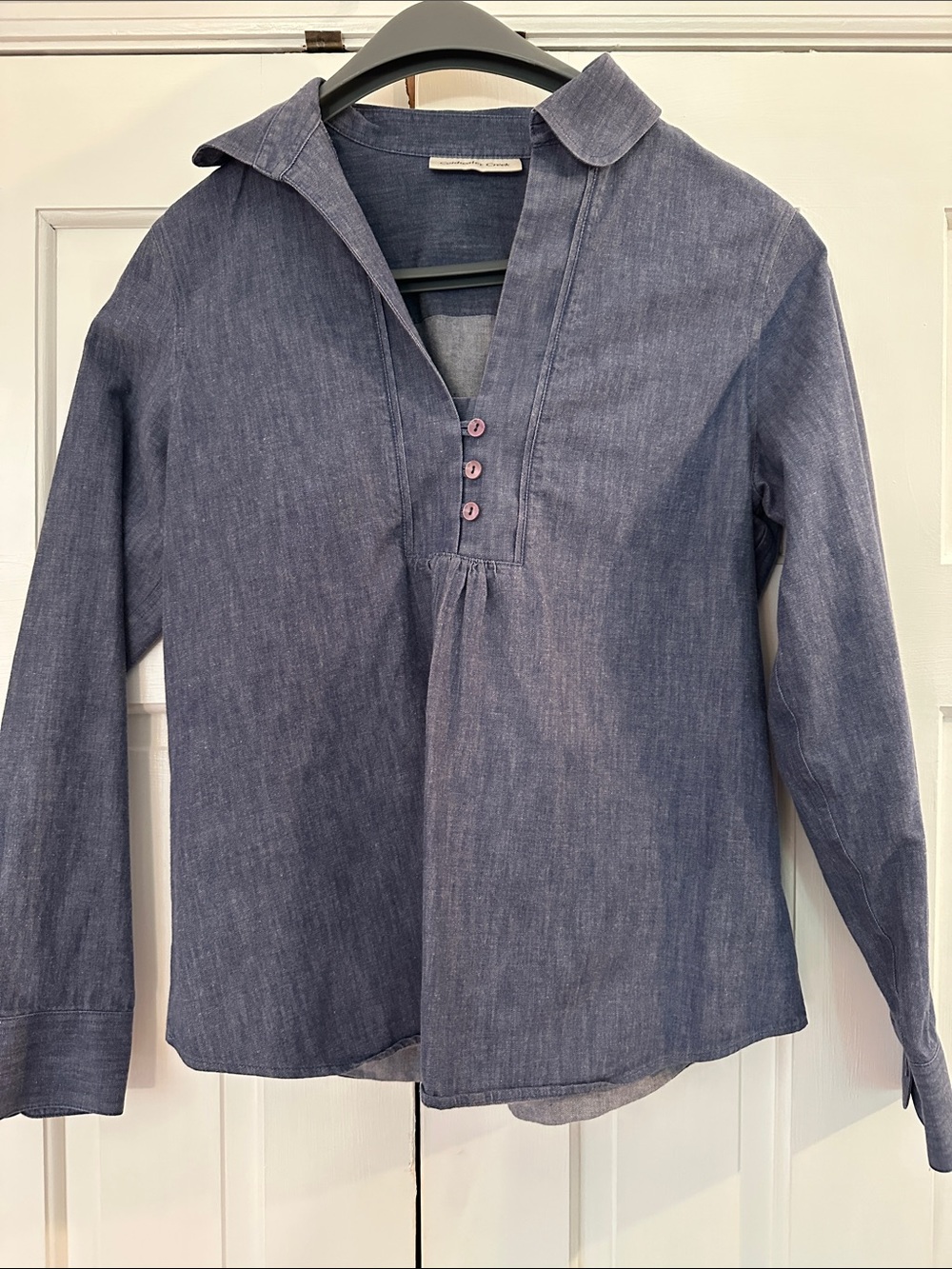 Coldwater Creek Women’s Chambray Long-Sleeve Top - Blue